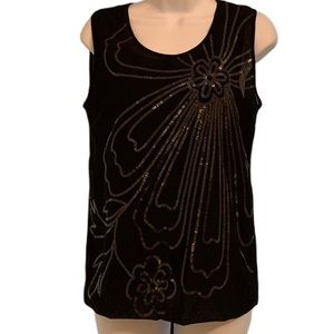 August Max black‎ top with sequins